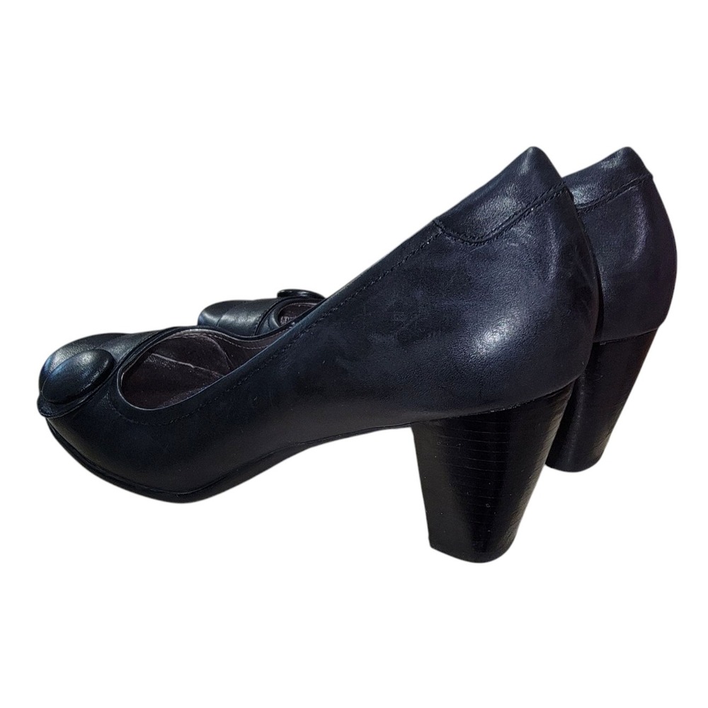 ECCO Hanna Pump Womens Black Leather Slip-On Button Heel Shoes EU 41 /US 10-10.5 - Picture 3 of 11